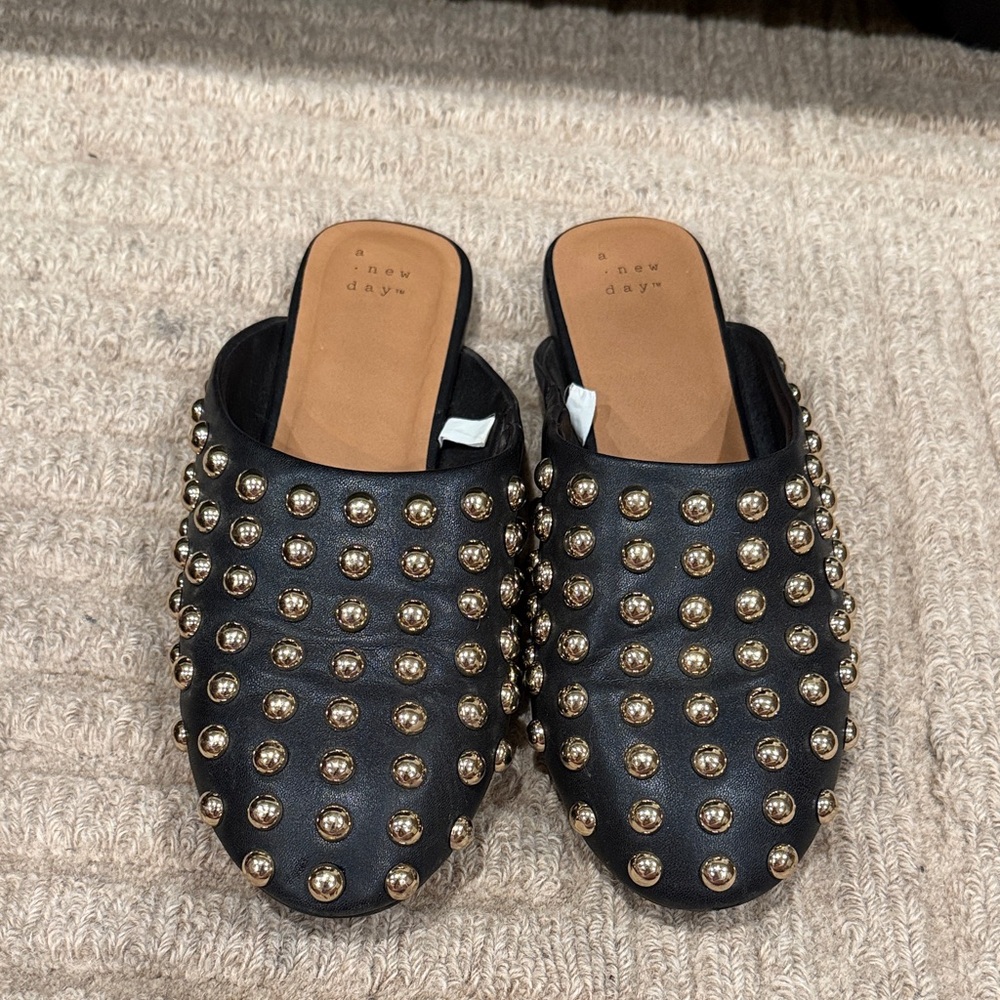 A New Day Black Studded Women's Mules